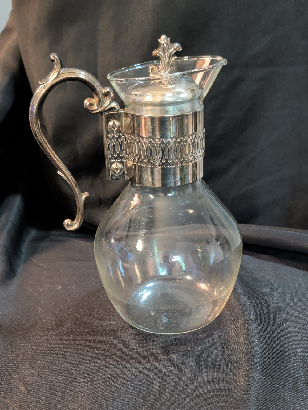 Vintage F.B. Rogers Silver Plated & Glass Coffee Carafe Decanter and Lid